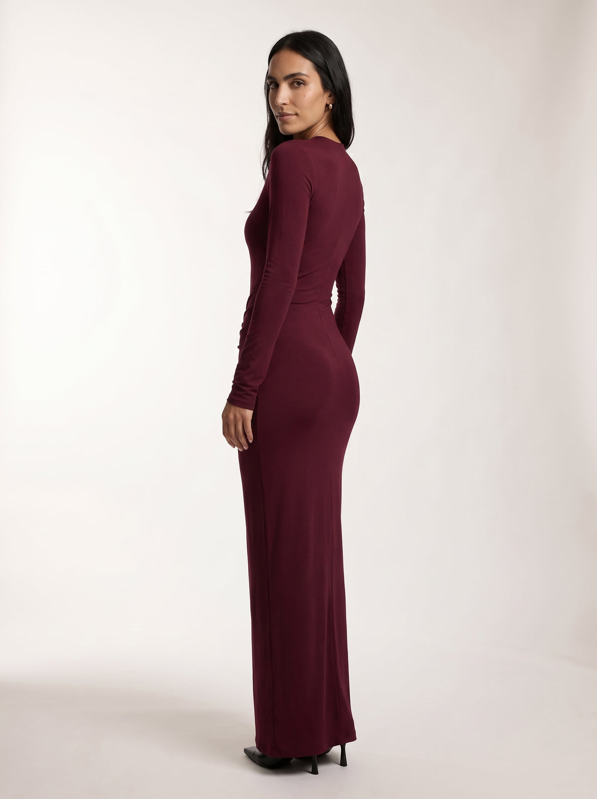ADELA | Vestido Largo de Punto con Fruncido Frontal